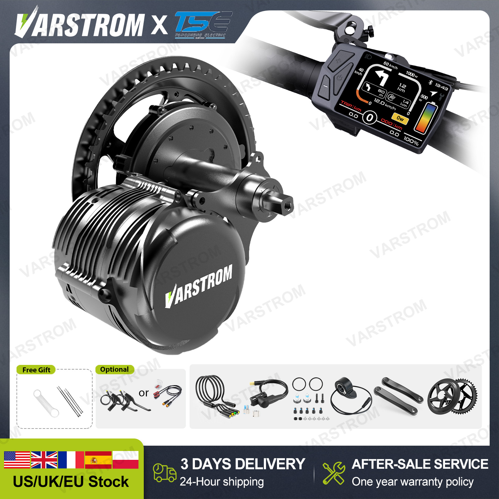 Torque Sensor Mid Drive Motor Kit - [مخزون أمريكي] محرك تونغشنغ TSDZ8 TSDZ16