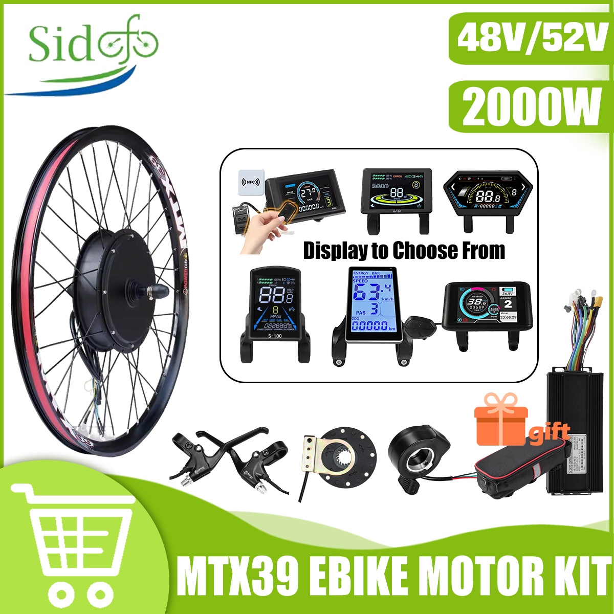 MTX39 48 فولت/52 فولت 2000 واط - مراجعة Gearless Hub Motor Conversion Kit 2000W With Display وسعره
