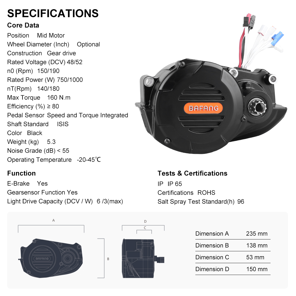 بافانغ M620 G510 48V 52V 1000W - مراجعة Mid Drive Conversion Kit 1000W وسعره