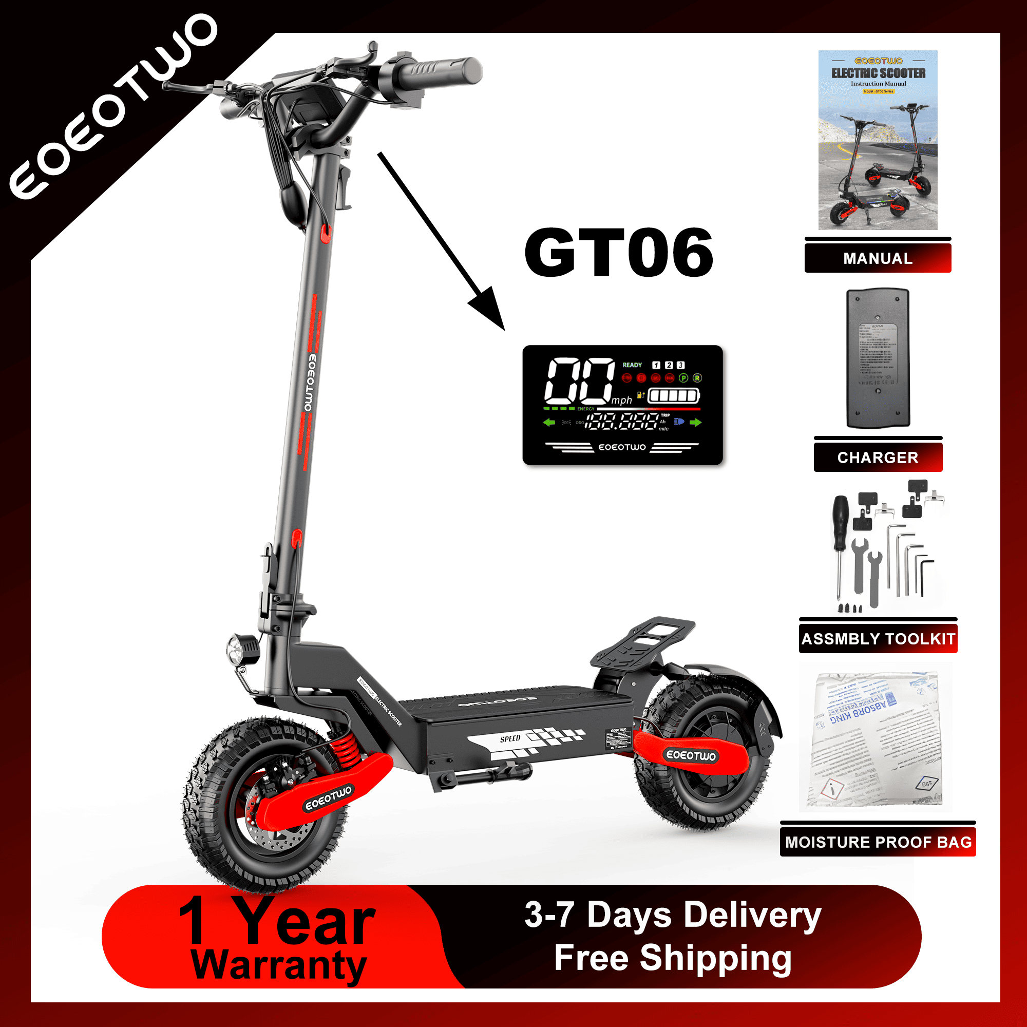 سكوتر كهربائي EOEOTWO GT06 للب - مراجعة Dual Motor Ebike Kit 2000W وسعره